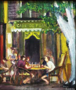 “Cafe in France” Oil on Canvas Jill Baker